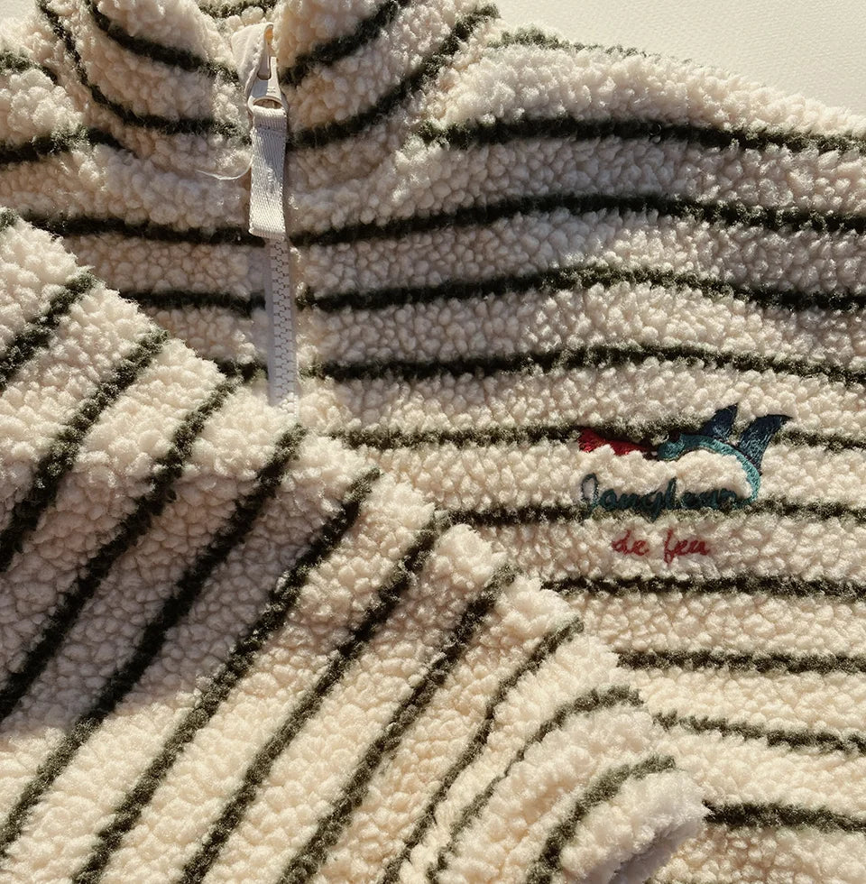 2024 inverno ks crianças algodão lã de cordeiro quente outerwear roupas meninas impressão casacos do bebê meninos mais jaquetas de lã crianças roupas