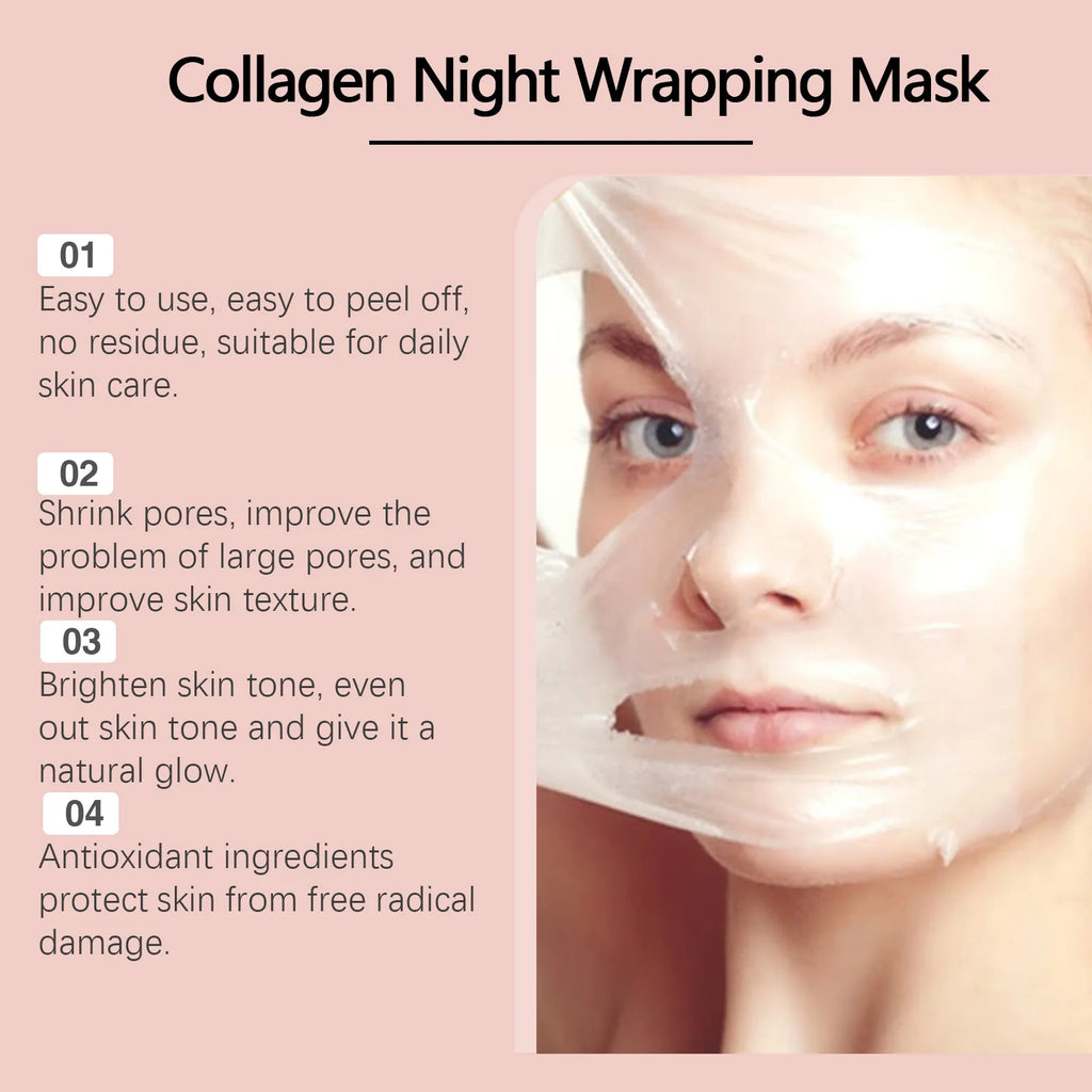 Ouhoe Máscara Peel Off de Colágeno com Pincel de Aplicação Anti Rugas Firmador Hidratante Fácil Descasque Todos os Tipos de Pele Não Irritante Limpo