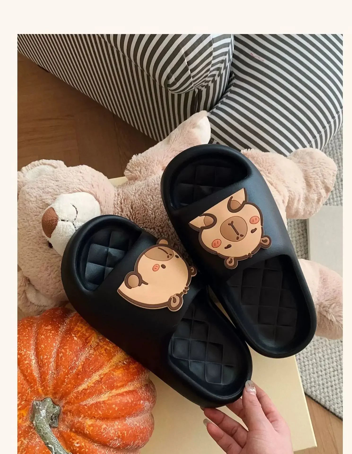 Capivara flip flops feminino chinelo kapibara bonito nuvem sandálias verão praia slides casa quarto sapatos kawai plana feminino eva