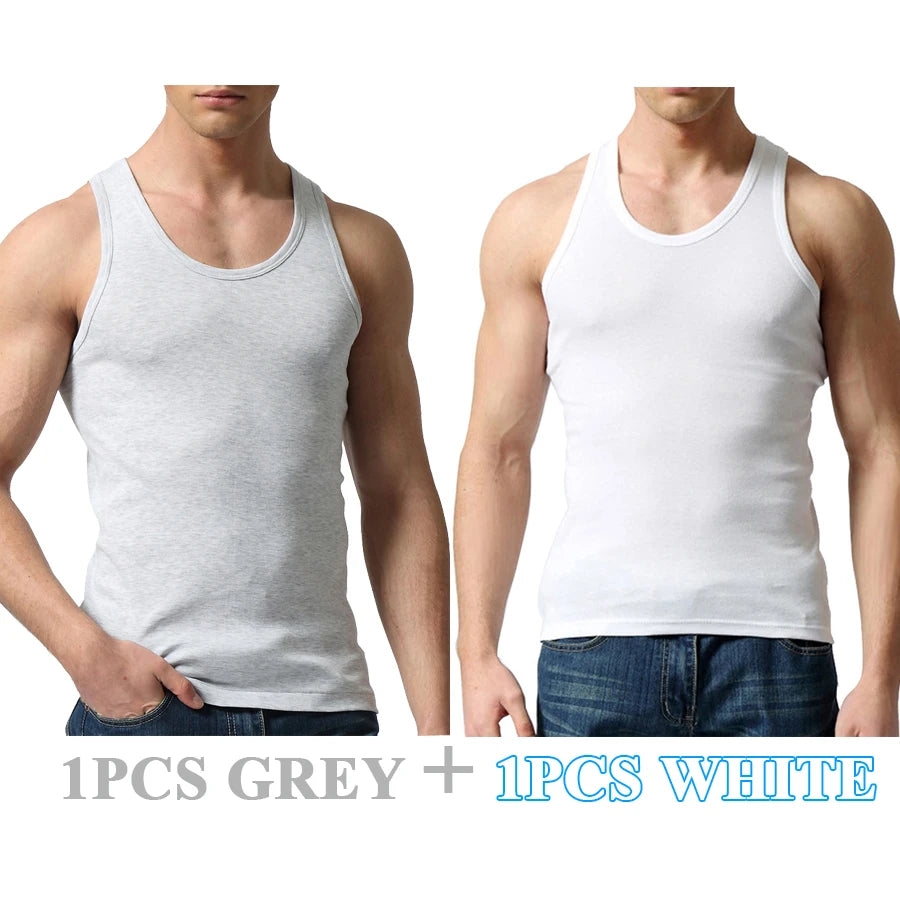 Regatas masculinas 100% algodão sólido colete masculino respirável sem mangas topos fino casual ginásio correndo confortável camiseta presente dos homens