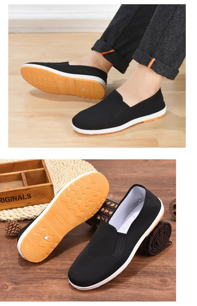 Clássico masculino algodão pano sapatos tradicional chinês tai-chi tênis de treinamento de arte marcial respirável wearable calçado esportivo