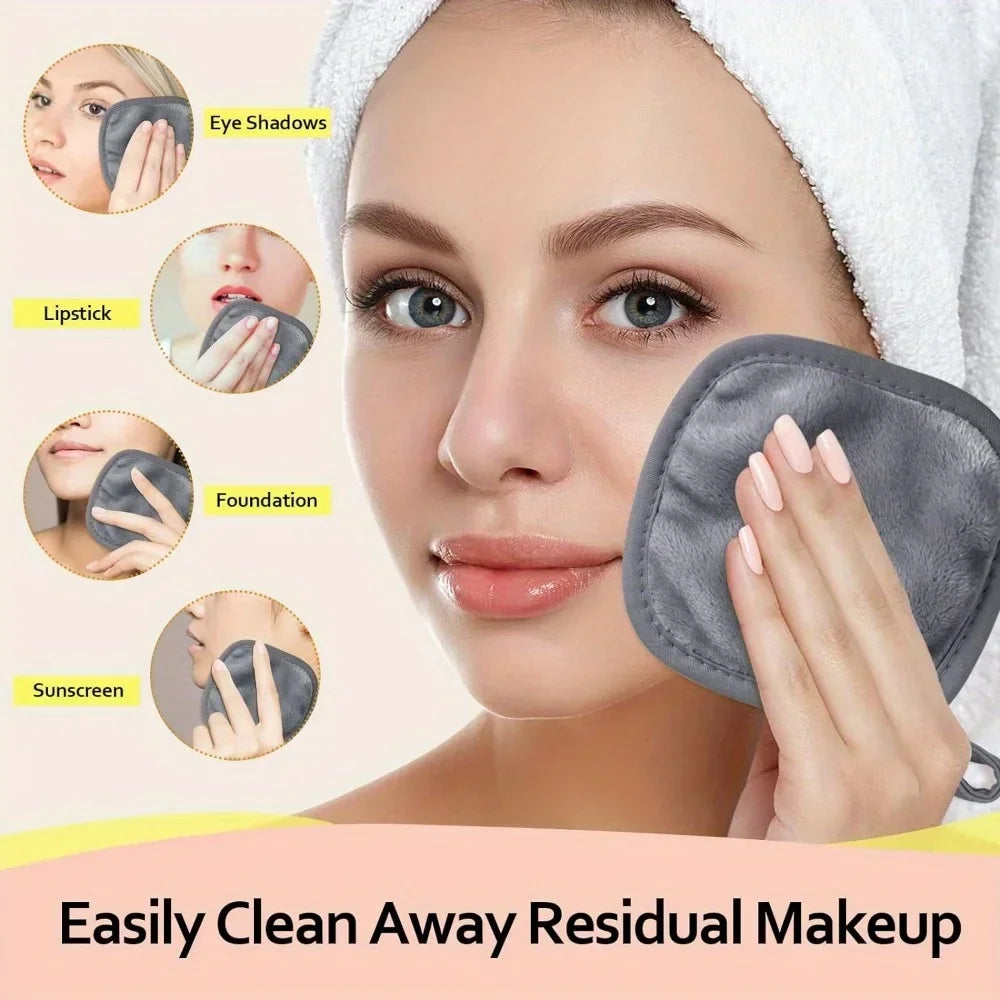 12pçs almofadas removedoras de maquiagem, almofadas reutilizáveis, borracha de maquiagem, toalha facial de microfibra, limpador de rosto, toalhetes de limpeza, ferramentas de cuidados com a pele