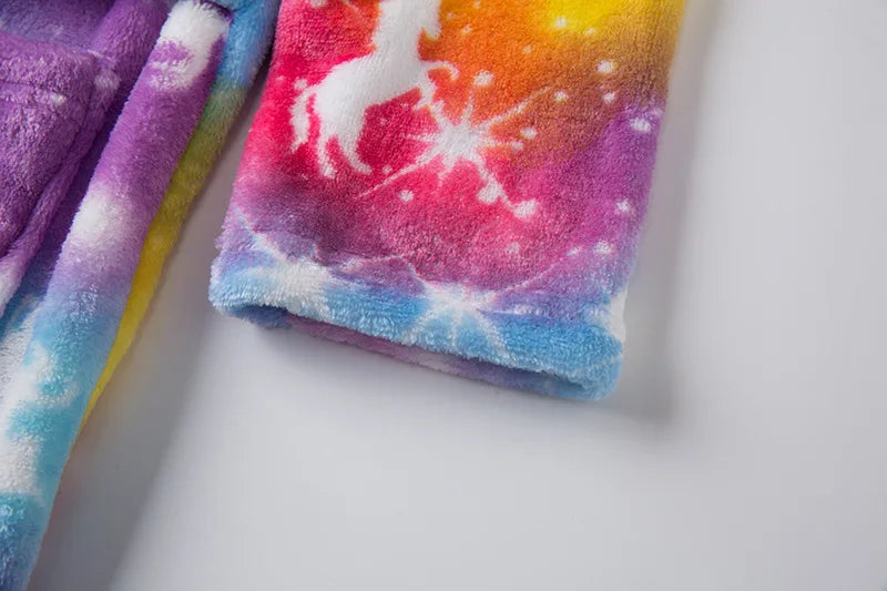 Roupão de banho infantil de dinossauro com capuz, pijama de unicórnio de desenho animado para meninos, roupões de banho de lã para meninas, roupa de dormir para bebês