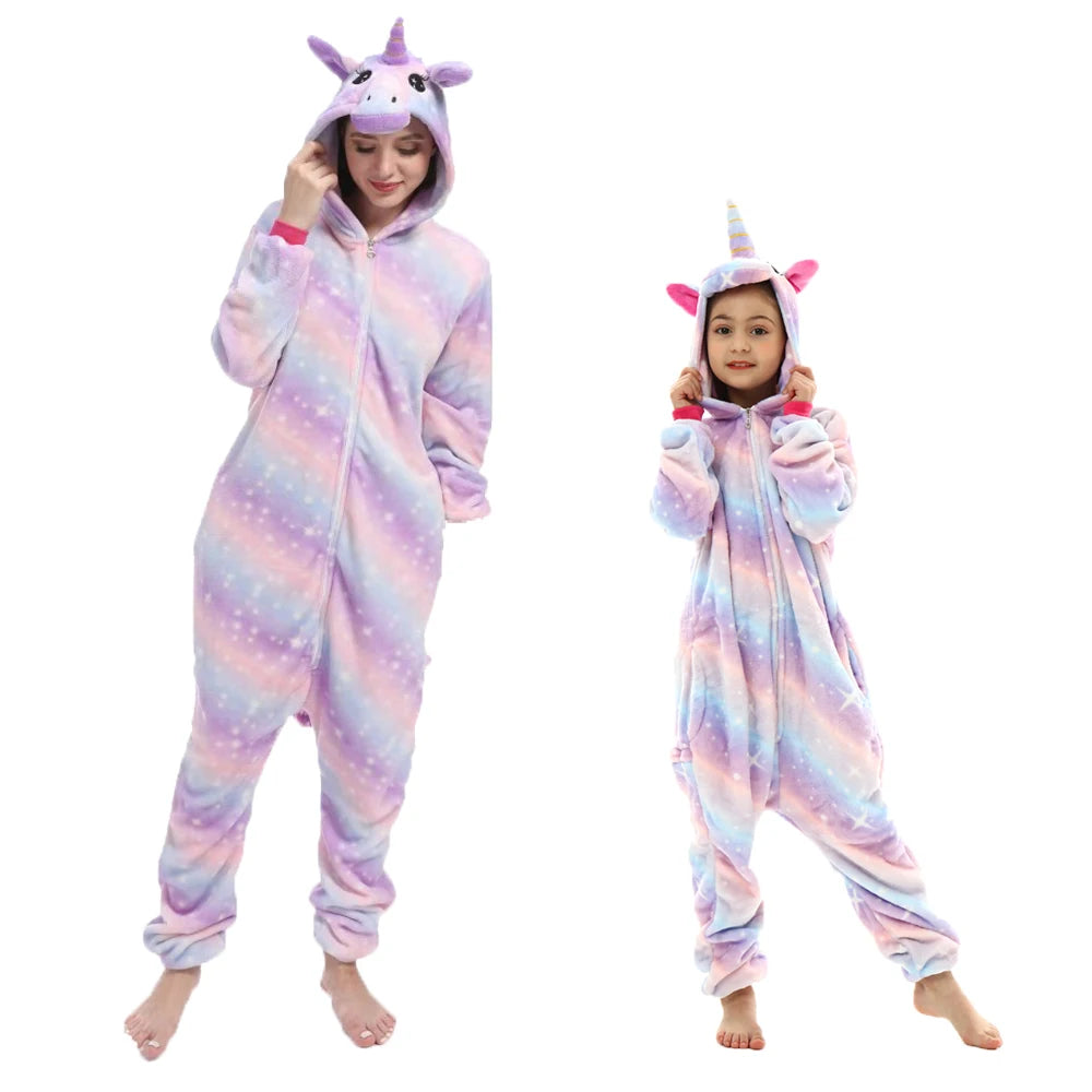 Mulheres animal kigurumi pijamas inverno grosso flanela pijamas adulto com capuz pijama homewear halloween cosplay trajes de festa