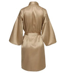 Robe noturno de cetim sólido, roupão elegante de meia manga com decote em V e cinto, roupa de dormir feminina