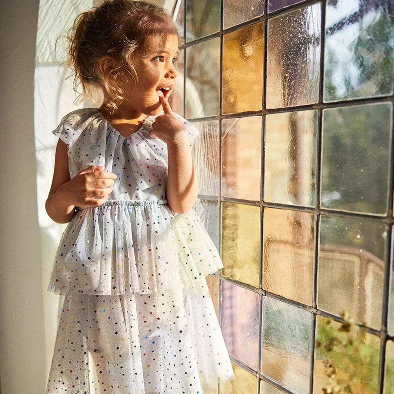 Verão ks bebê meninas cereja malha vestido crianças roupas meninas vestidos de princesa saias festa de natal manga longa vestidos