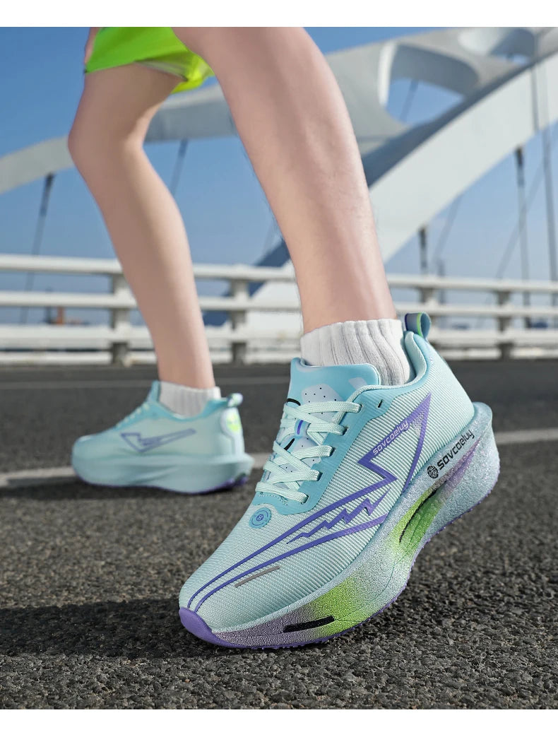 Tênis de Corrida com Placa de Carbono Especial para Maratona, Respirável e Leve, Confortável para Mulheres, Sneakers Antiderrapantes
