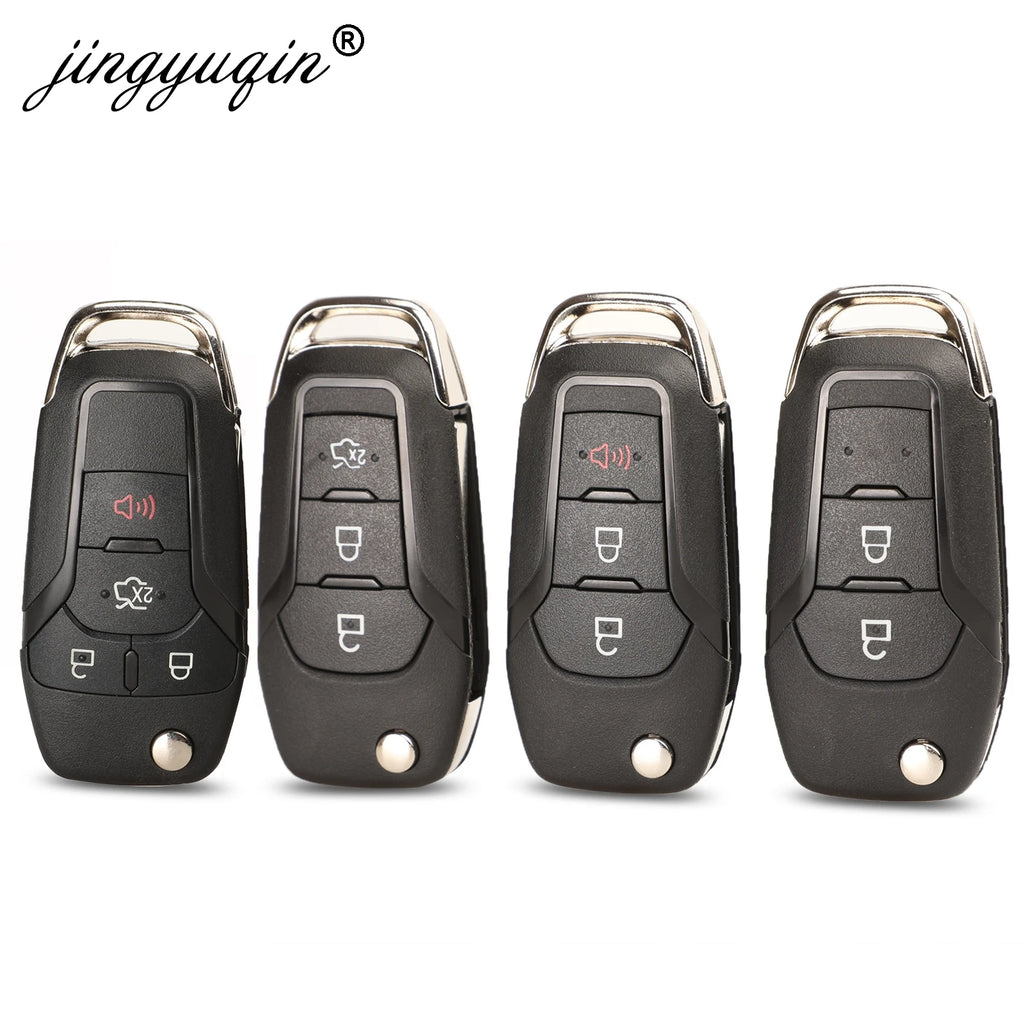 Jingyuqin 2/3/4 botão flip dobrável caso chave do carro shell para ford focus fusão mk2 mk7 explorador ranger lâmina hu101 em branco sem cortes