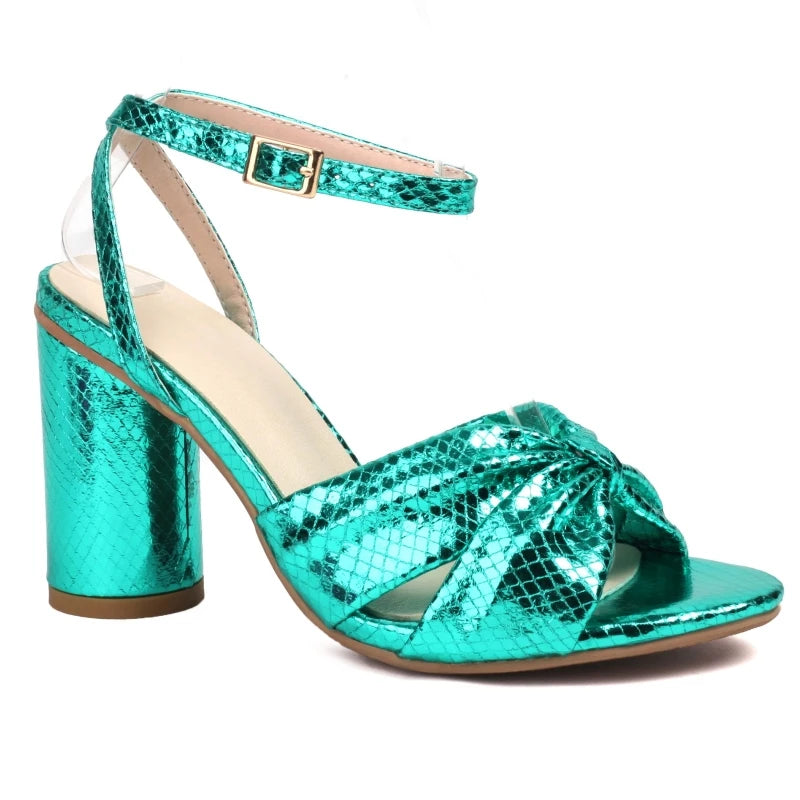 Sandálias femininas de luxo sapatos de verão 2025 tira no tornozelo ouro prata salto alto flip flops feminino festa sapatos de dança tamanho grande 50