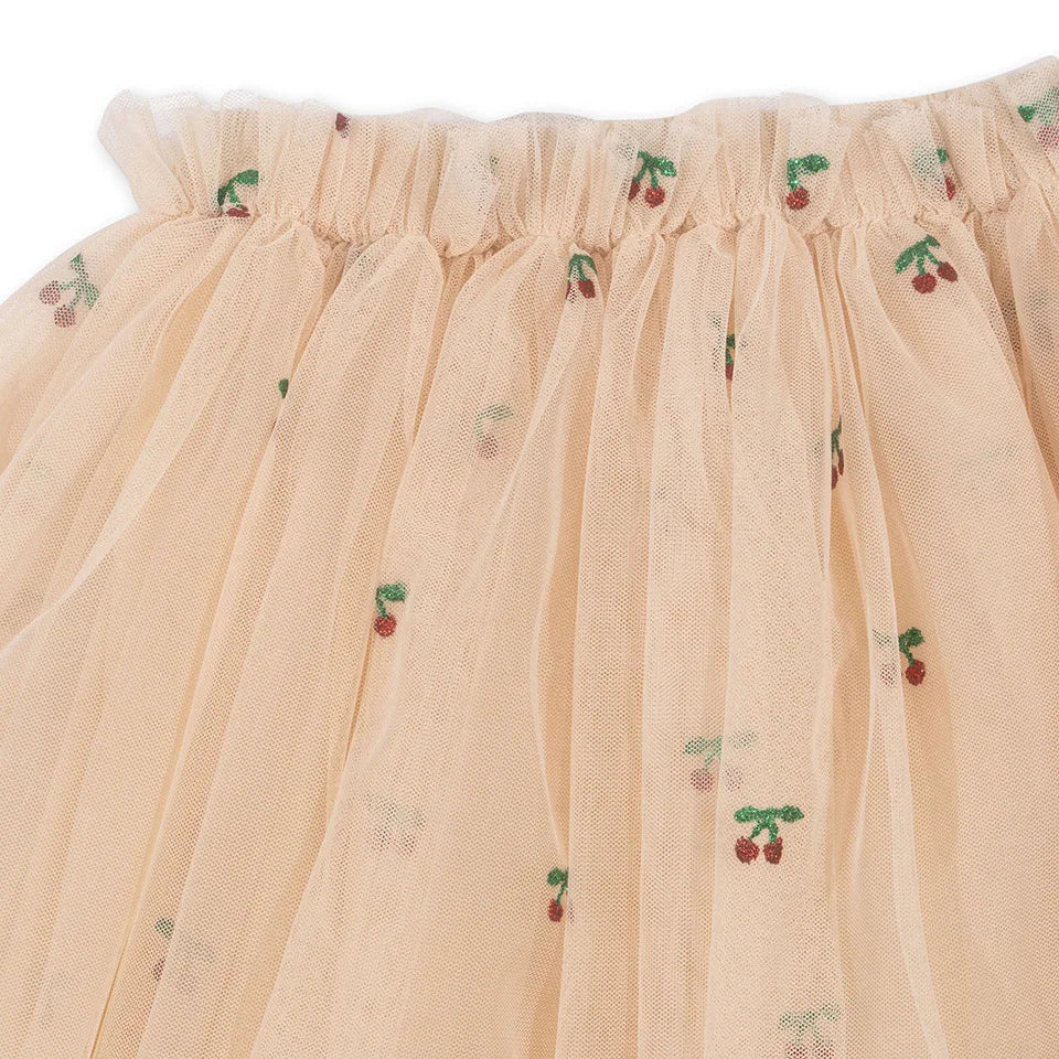 Verão ks bebê meninas cereja malha vestido crianças roupas meninas vestidos de princesa saias festa de natal manga longa vestidos