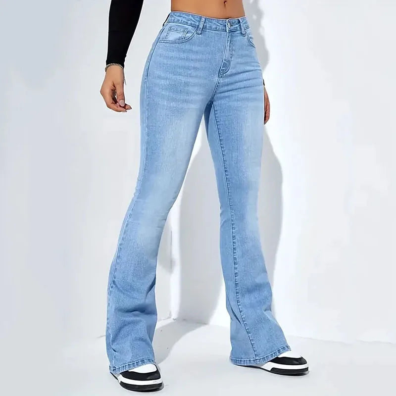 Lucyever calças jeans femininas flare vintage americana streetwear slim y2k punk jeans feminino clássico cintura alta calças largas perna