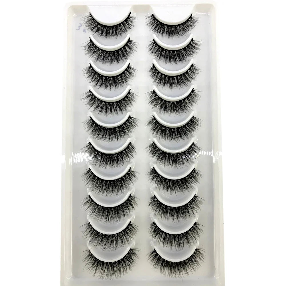 Vários estilos 10 pares naturais 3d vison cílios postiços kit de maquiagem cílios de vison extensão cílios curtos
