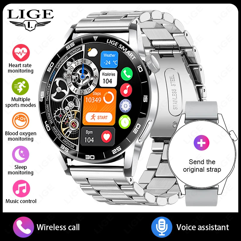Relógio Inteligente LIGE 2026 com Chamadas de Voz para Homens, Tela HD de 1.38", IP68 à Prova D'água, Relógio Esportivo e Fitness, Novo Smartwatch para Homens e Mulheres, Compatível com Android e iOS