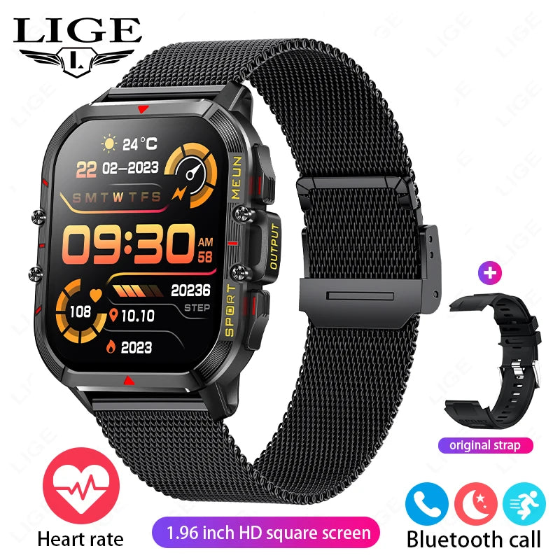 Lige 2025 relógio inteligente masculino esportes ao ar livre monitoramento de freqüência cardíaca ip68 à prova dip68 água relógios bluetooth chamada smartwatch para android ios