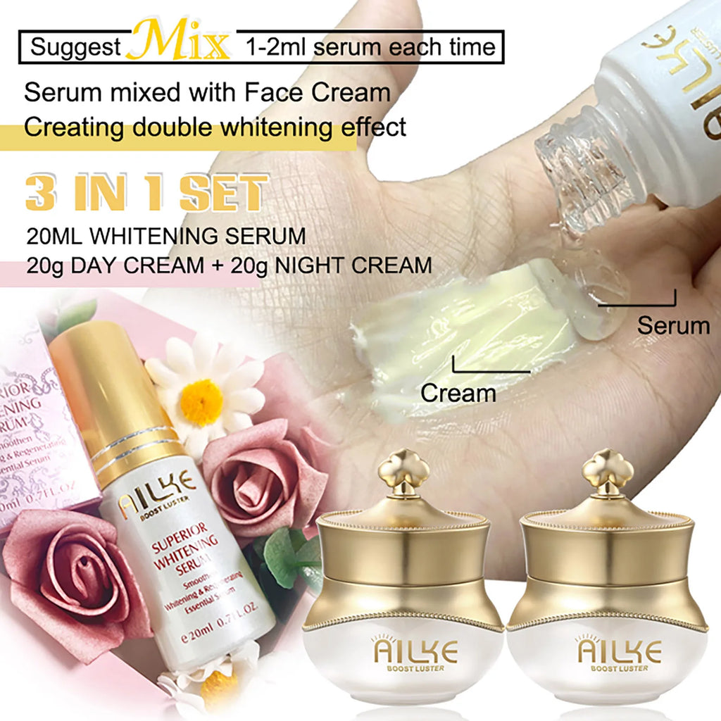 AILKE Clareador Anti-rugas Sardas Creme Facial Com Colágeno Ácido Hialurônico Rosa Cuidados Com A Pele Mulheres Coreano Conjunto Hidratante Facial