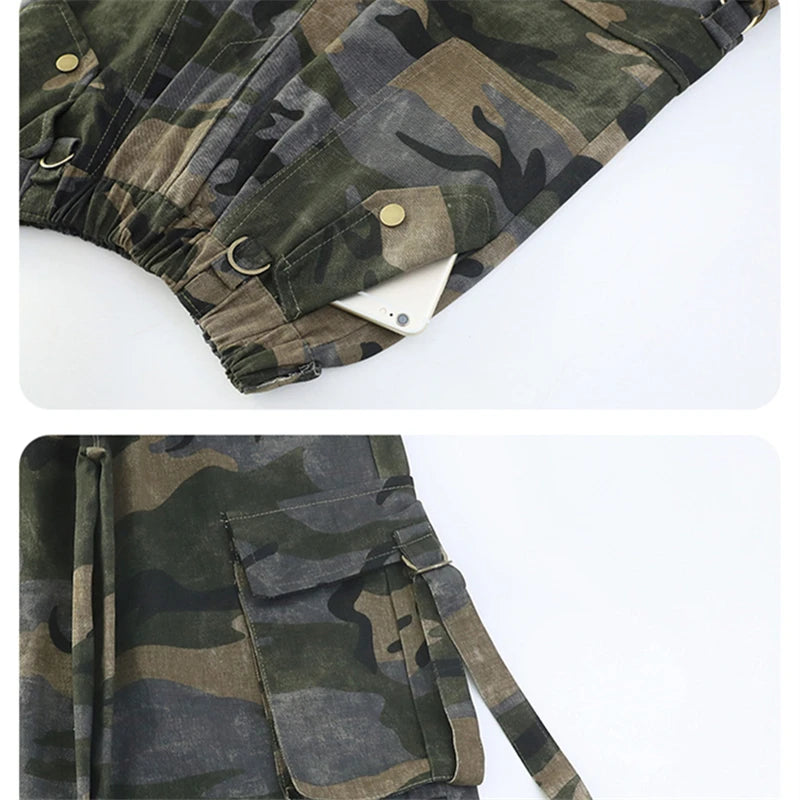 Crianças baggy camuflagem calças de carga com bolso para a menina streetwear y2k camo calças crianças harajuku coreano hip hop sweatpants