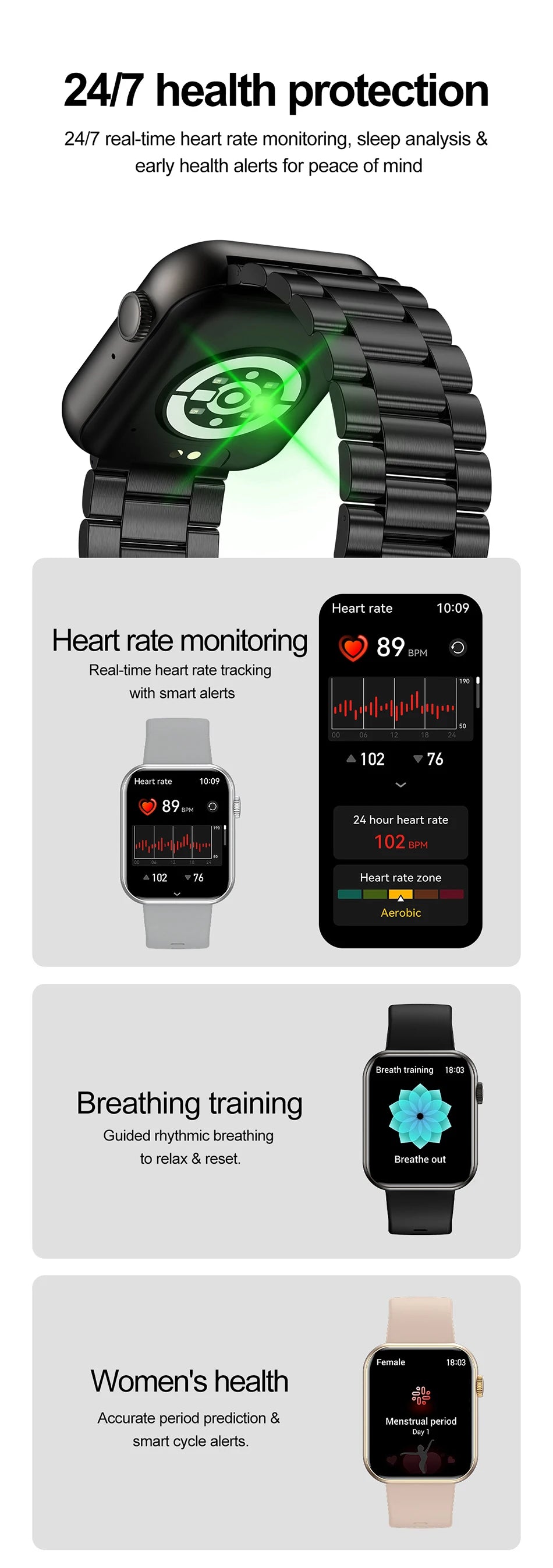 2025 novo relógio inteligente tela de toque completa bluetooth chamada ai voz freqüência cardíaca relógios à prova dwaterproof água pulseira esportiva smartwatch feminino