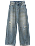 Chic ven retro calças de brim femininas soltas casuais nova cintura alta pernas largas denim calças femininas primavera outono 2025