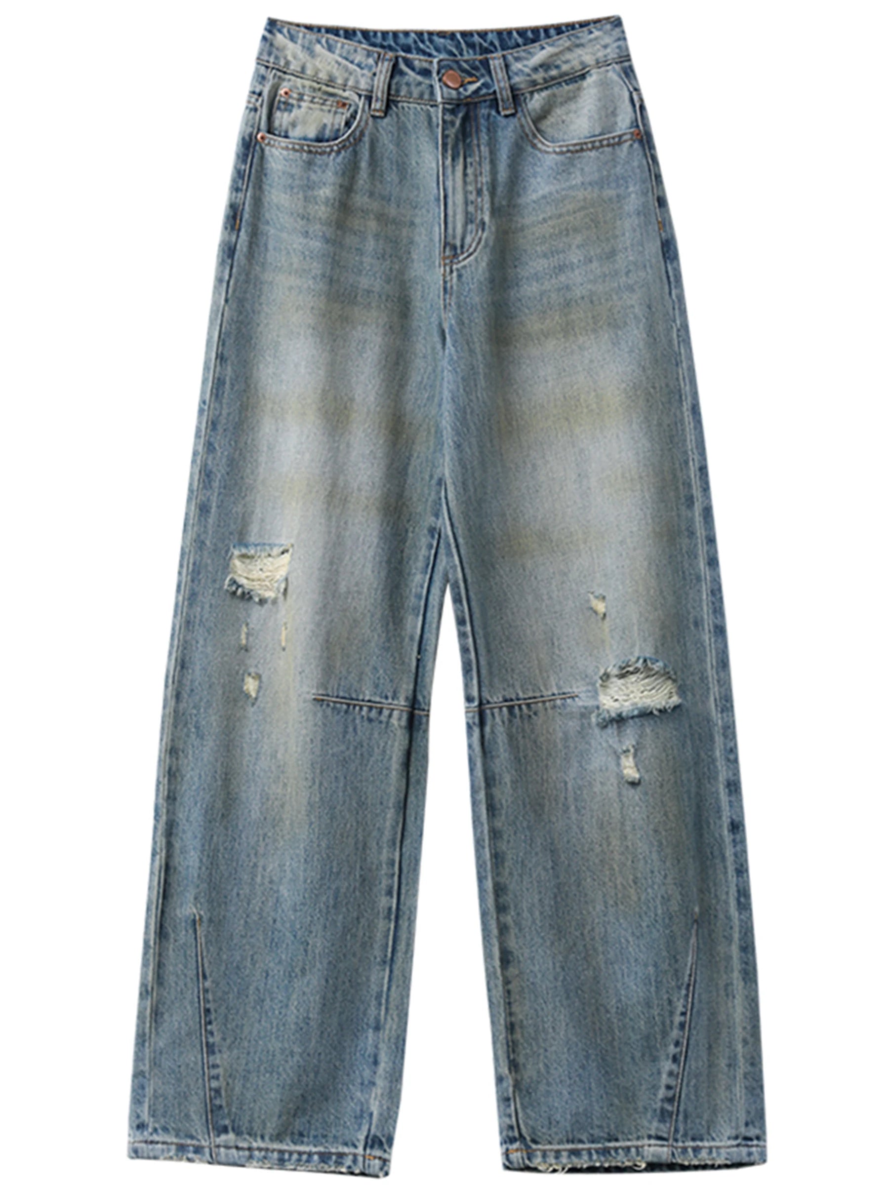 Chic ven retro calças de brim femininas soltas casuais nova cintura alta pernas largas denim calças femininas primavera outono 2025