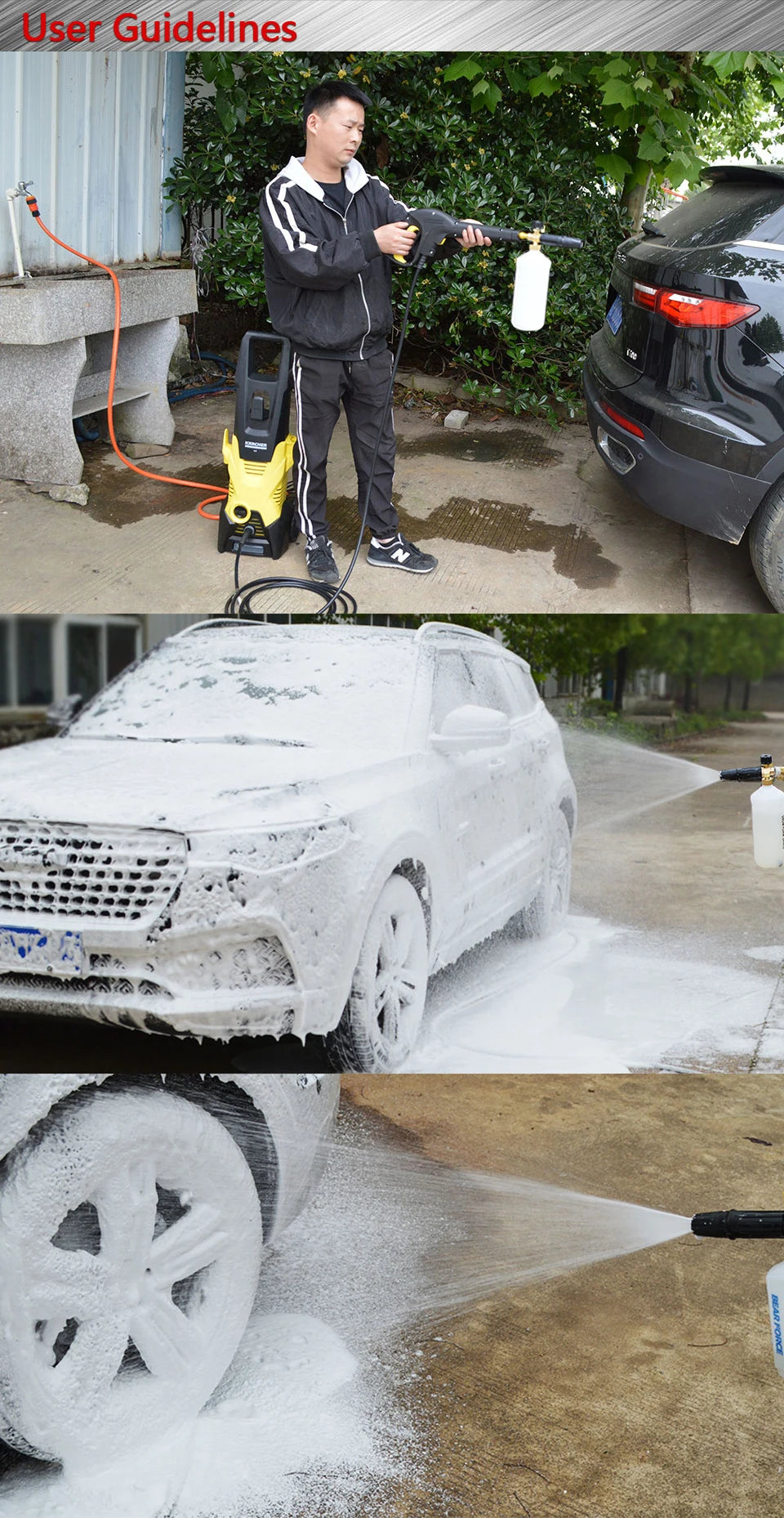 Gerador de espuma canhão de espuma bocal lavagem de espuma do carro para karcher k2 k3 k4 k5 k6 k7 tornado arma lavadora de alta pressão lavadora de carro
