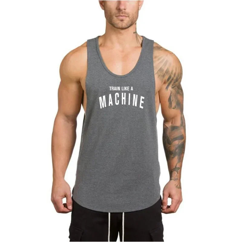 Marca roupas de ginástica dos homens musculação e fitness stringer tanque superior colete roupas esportivas undershirt treino muscular singlets