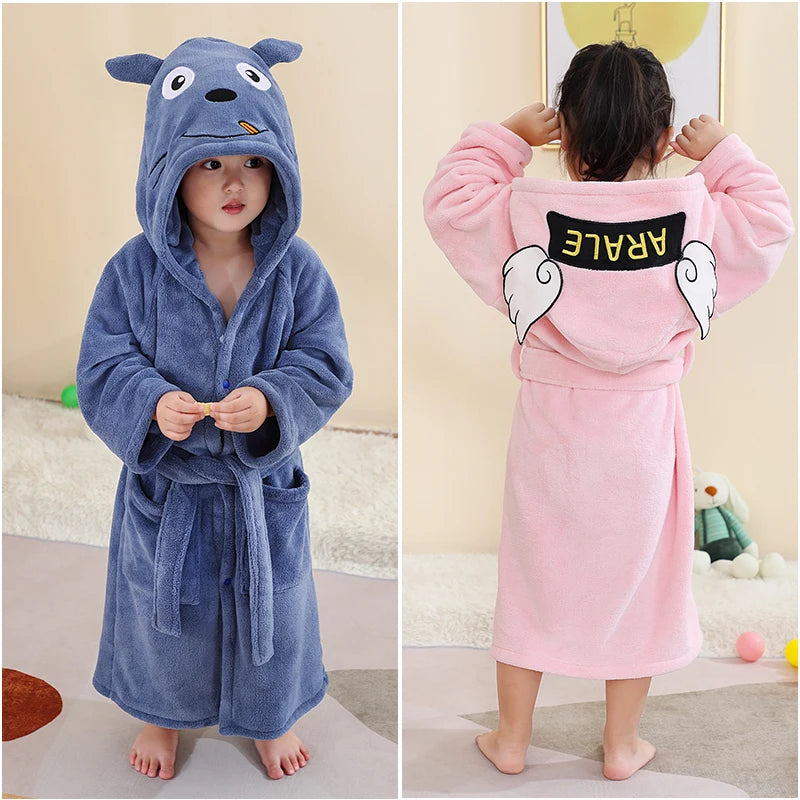 Roupão Infantil Absorvente Quente Robe Banho Bebé Macio Crianças Toalha Capuz Banho Grande Toalha Banho Bebé Roupa Banho Praia Robe Menina Pijama Menino Casa Toddler Lar