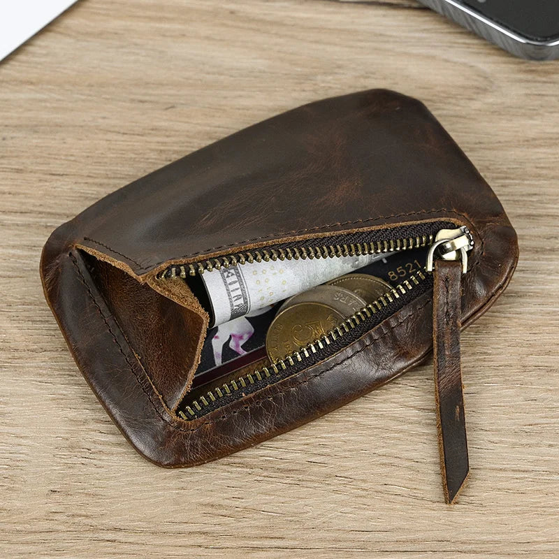 Luufan couro genuíno zíper moeda cartão bolsa de couro real rfid titular do cartão embreagem carteiras slots para homens mulheres mini bolsa fina
