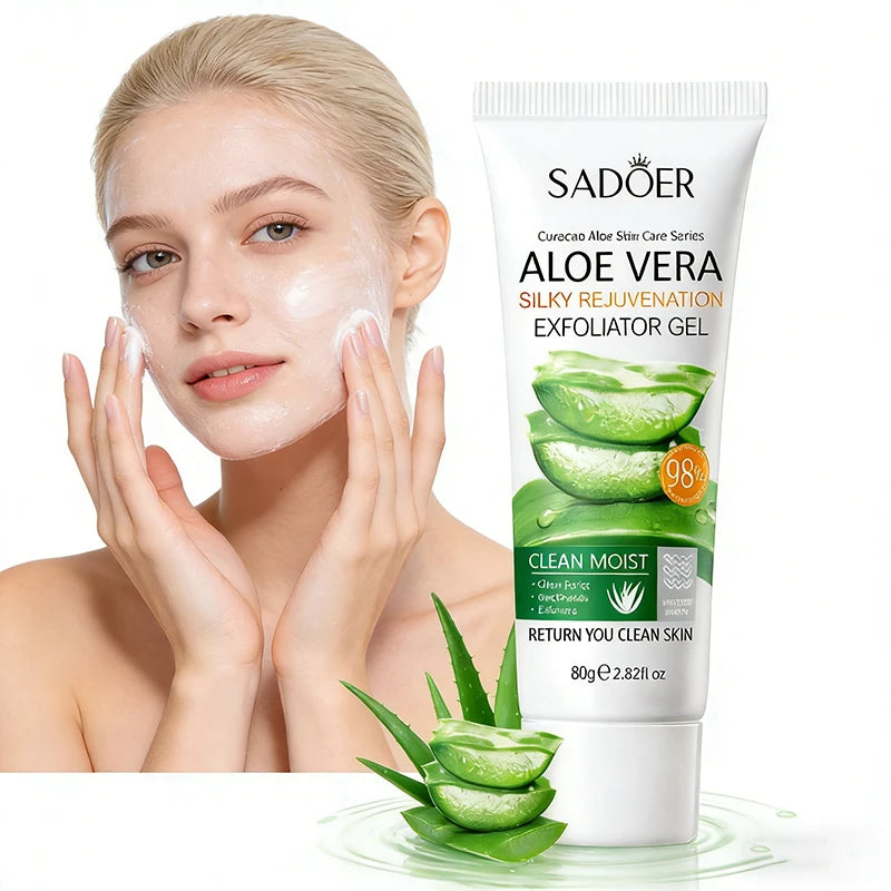 SADOER Gel Esfoliante Facial de Aloe Vera: Limpeza Profunda, Hidratação Suave e Esfoliação Facial