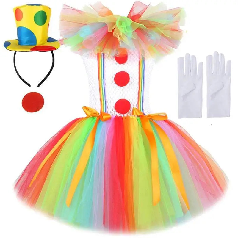 Arco-íris pennywise palhaço trajes para meninas palhaço de circo halloween tutu vestido para crianças coringa roupa crianças roupas de ano novo