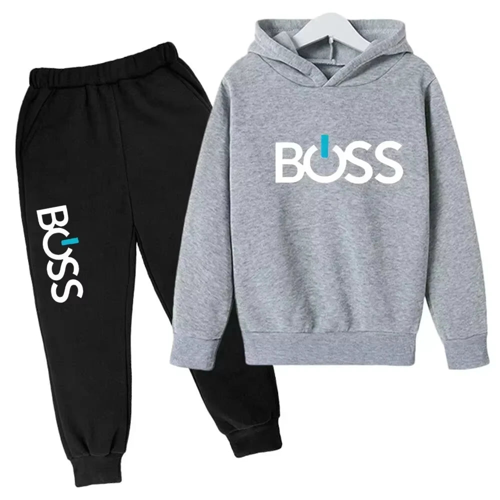 Streetwear nova primavera e outono crianças conjunto com capuz meninos meninas casual manga longa com capuz topos + calças esportivas 2-14 anos de idade