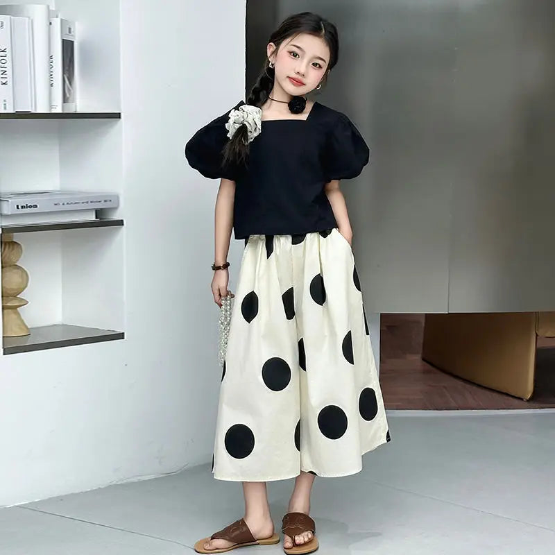 Conjuntos de verão para meninas, conjunto de roupas para meninas de 10 a 12 anos, roupas para casa, 2025, nova camiseta infantil para meninas 4