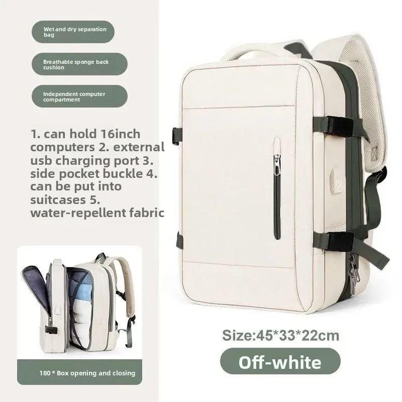 Mochila de viagem expansível de grande capacidade, bolsa de ombro dupla para viagens de negócios, montanhismo e transporte de computador
