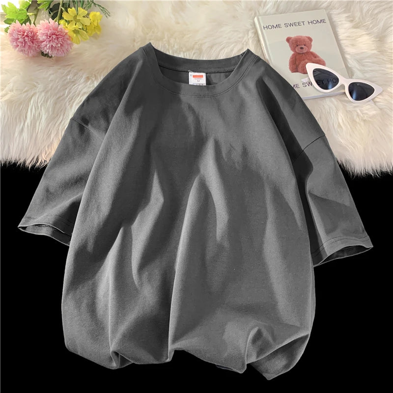 Camiseta de manga curta extragrande masculina, camiseta solta com decote em O, blusa de streetwear Hip Hop, camiseta de algodão, nova moda, verão, 5XL