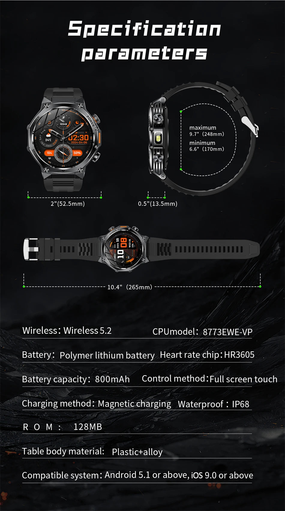 Novo relógio inteligente masculino 2025 chamada bluetooth um clique conexão relógios ip67 à prova dip67 água 800mah bateria smartwatch homem android ios