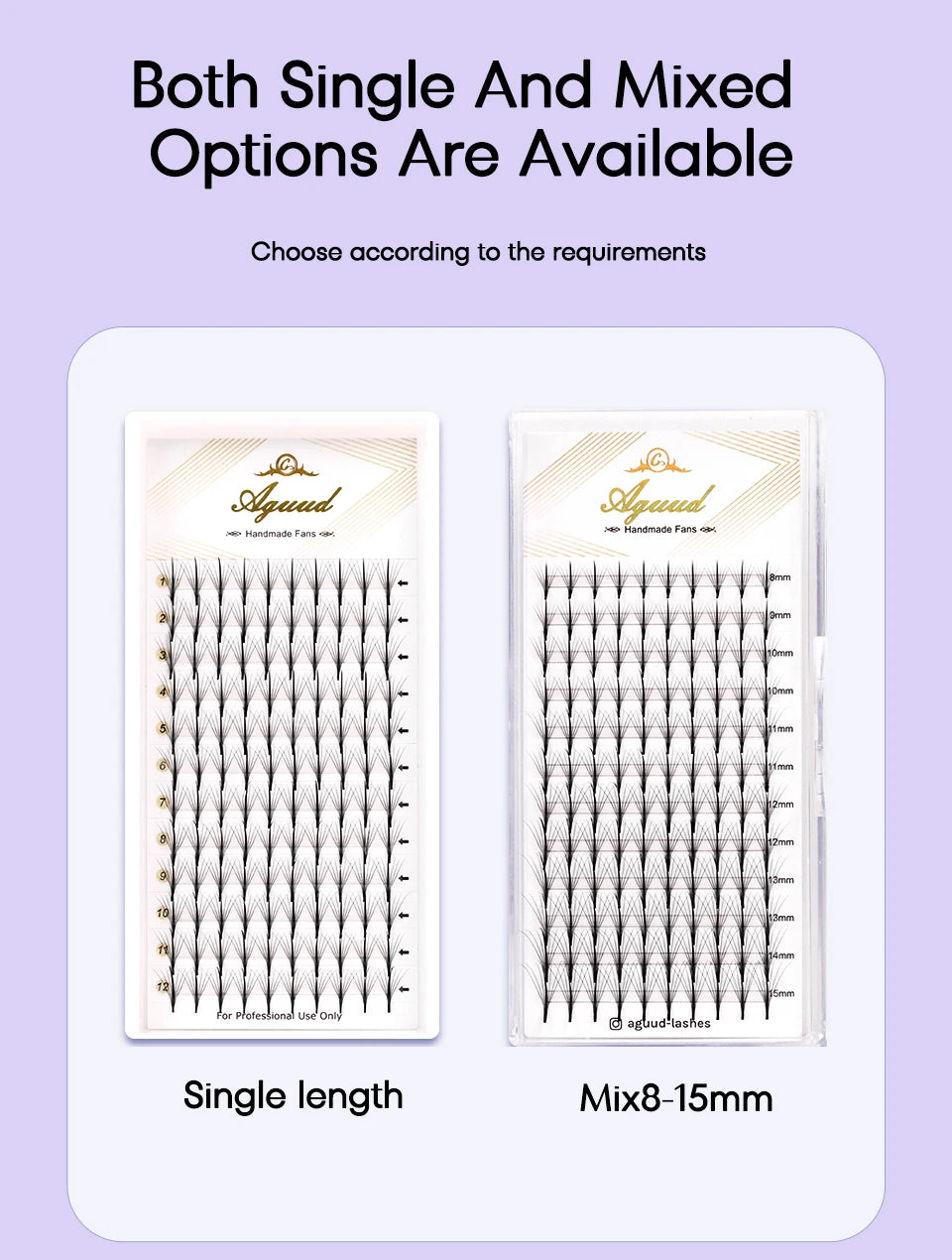Aguud 3d/5d/7d/9d fino pré-fabricado fãs lash extensão pontiaguda base promade pico fãs cluster cílios volume russo lash extensão