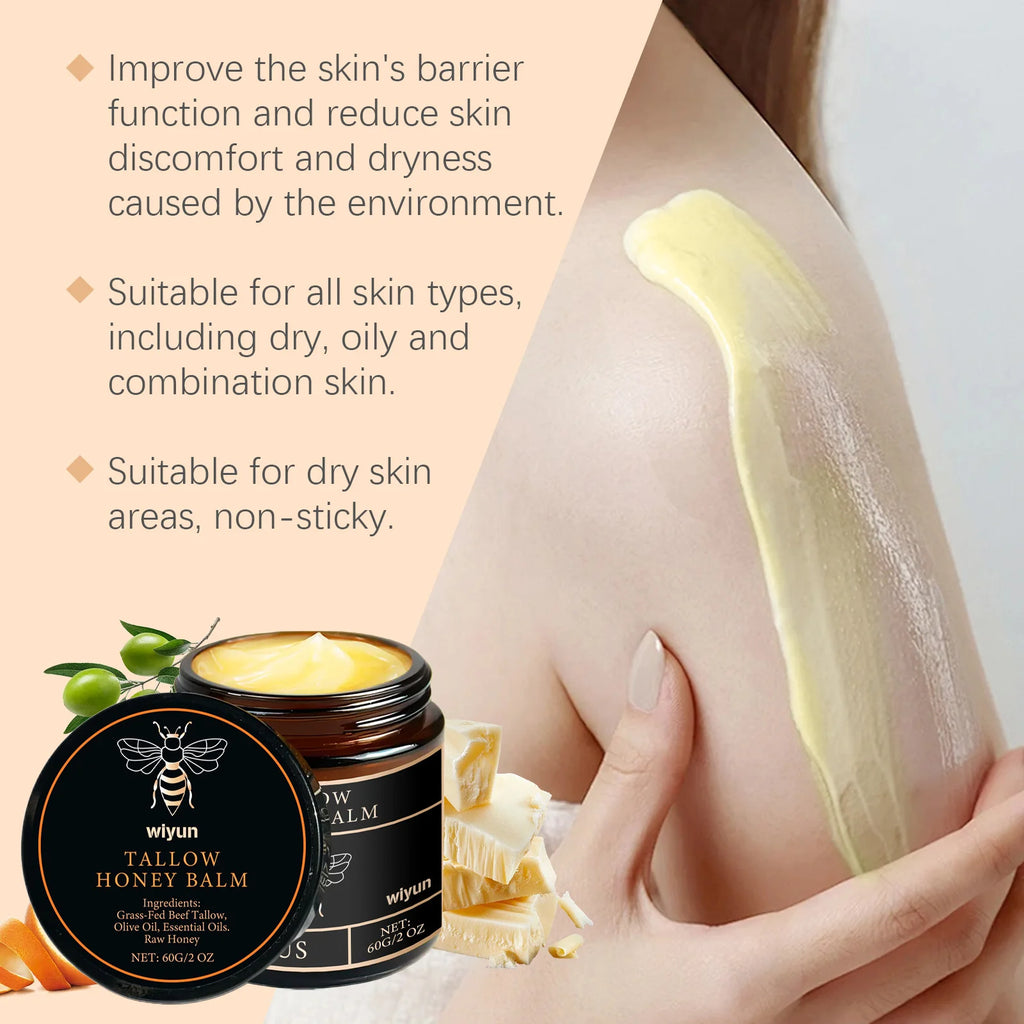 Tallow mel bálsamo brilhante hidratante pele enhacne elasticidade melhorar a embotamento desbotar linhas finas endurecimento rosto corpo hidratar creme