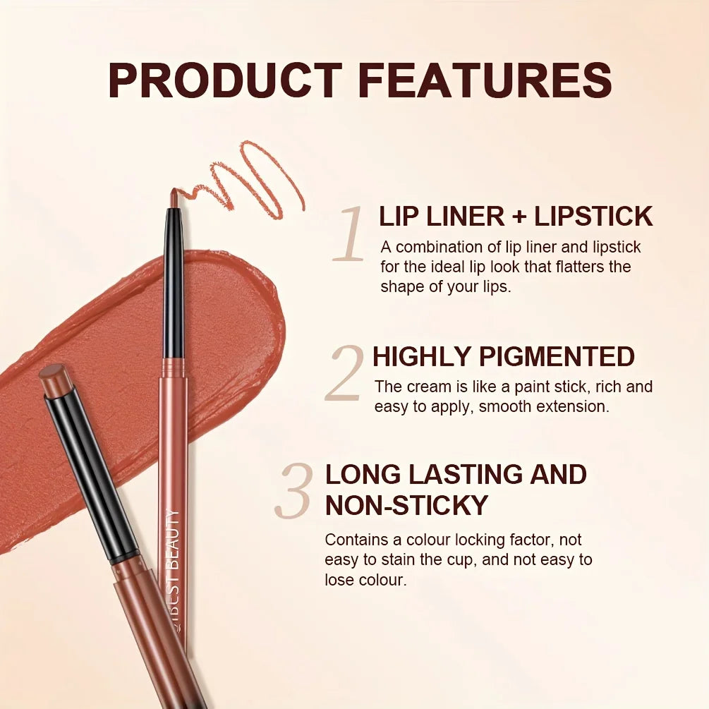 Matte Batom e Lip Liner Set, Cor Renderização, impermeável, de longa duração, Dia dos Namorados Presentes, Conter SQuality Plant, 1 + 1