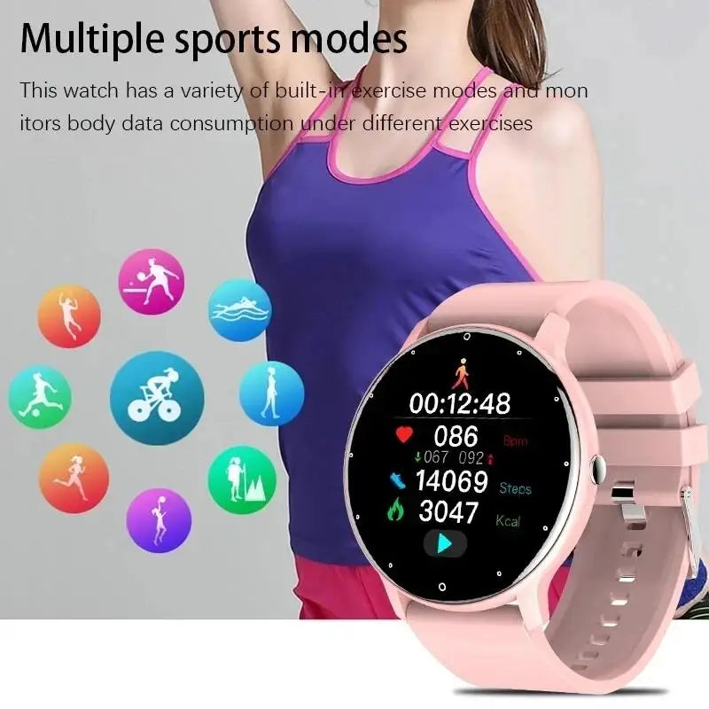LIGE Relógio inteligente feminino à prova d'água, previsão do tempo em tempo real, relógios esportivos para mulheres, Android IOS