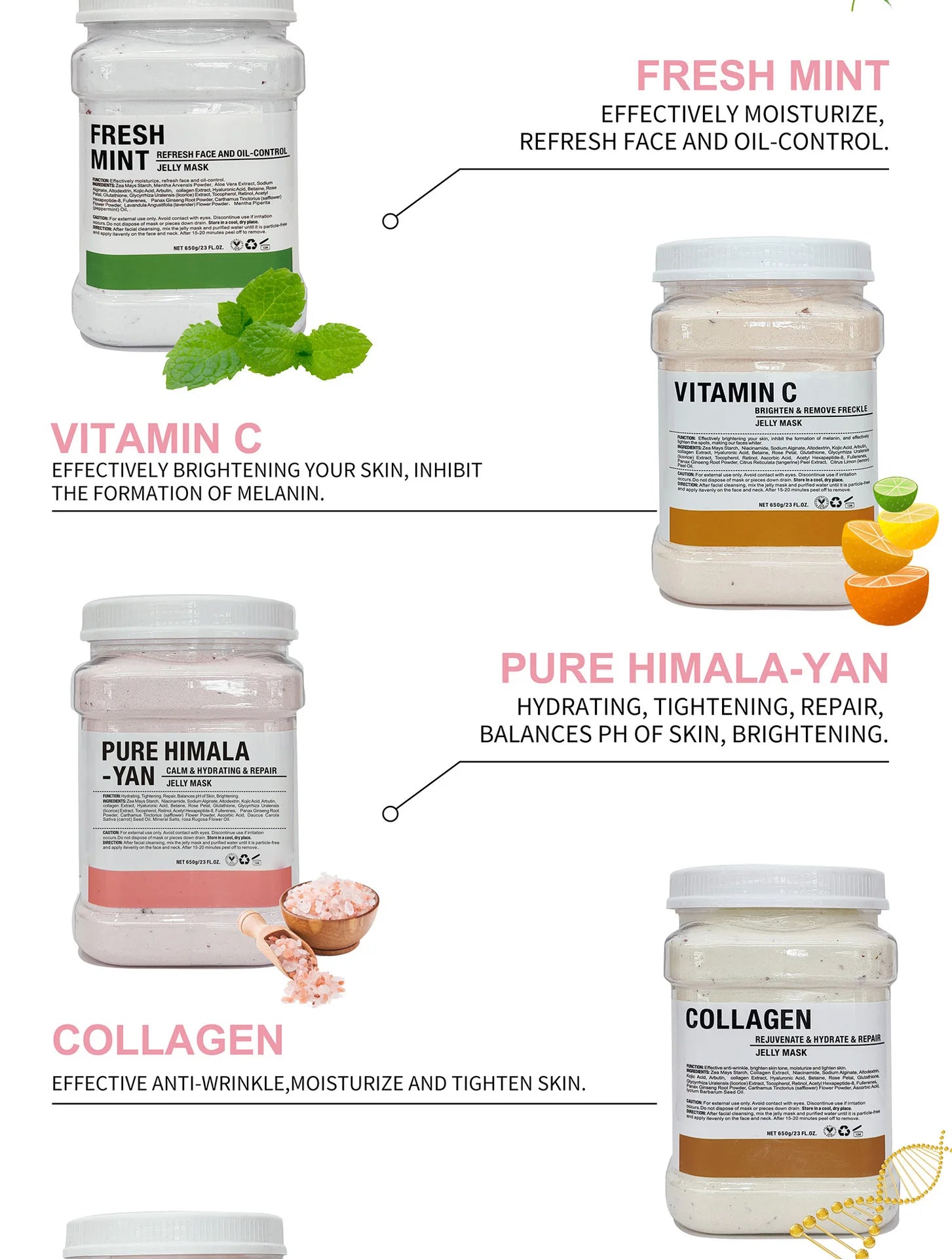 6 PCS Jelly Mask Powder Atacado 650G Máscaras Profissionais Salão de Beleza Use Produtos de Cuidados com a Pele Facial