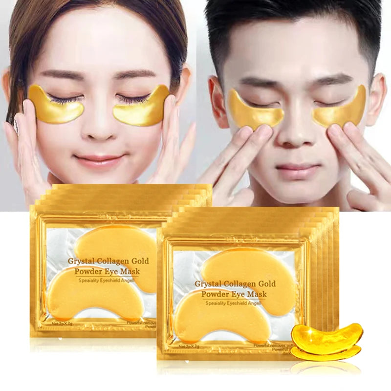 100 pçs = 50 pares máscara de olho de colágeno de ouro cuidados com a pele anti-envelhecimento anti olheiras remover inchaço hidratante remendos de olho cuidados com a pele