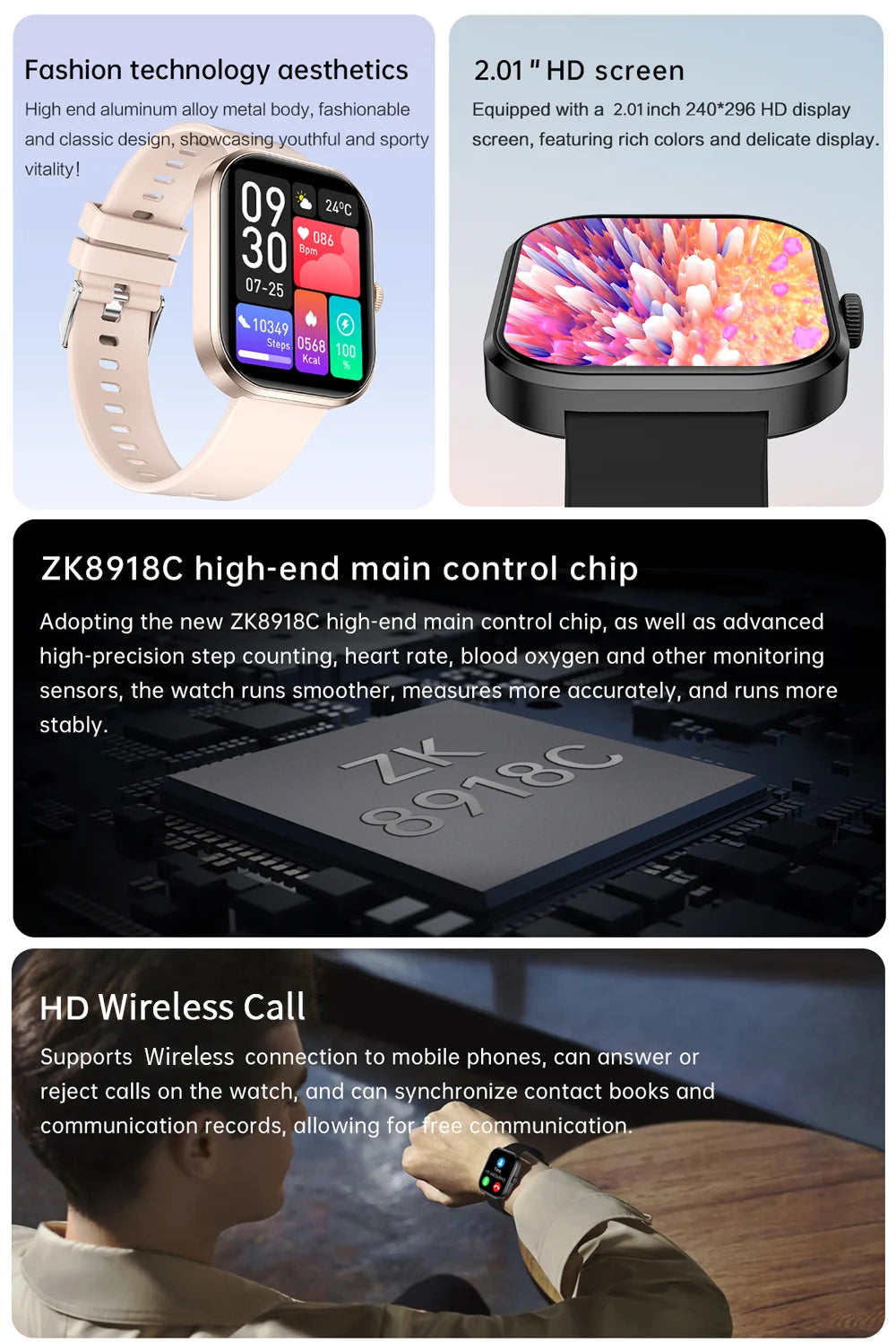 Lige 2.01 "tela hd relógio personalizado rosto relógio inteligente feminino à prova dwaterproof água esporte senhoras relógios bt chamada monitor de saúde feminino smartwatch