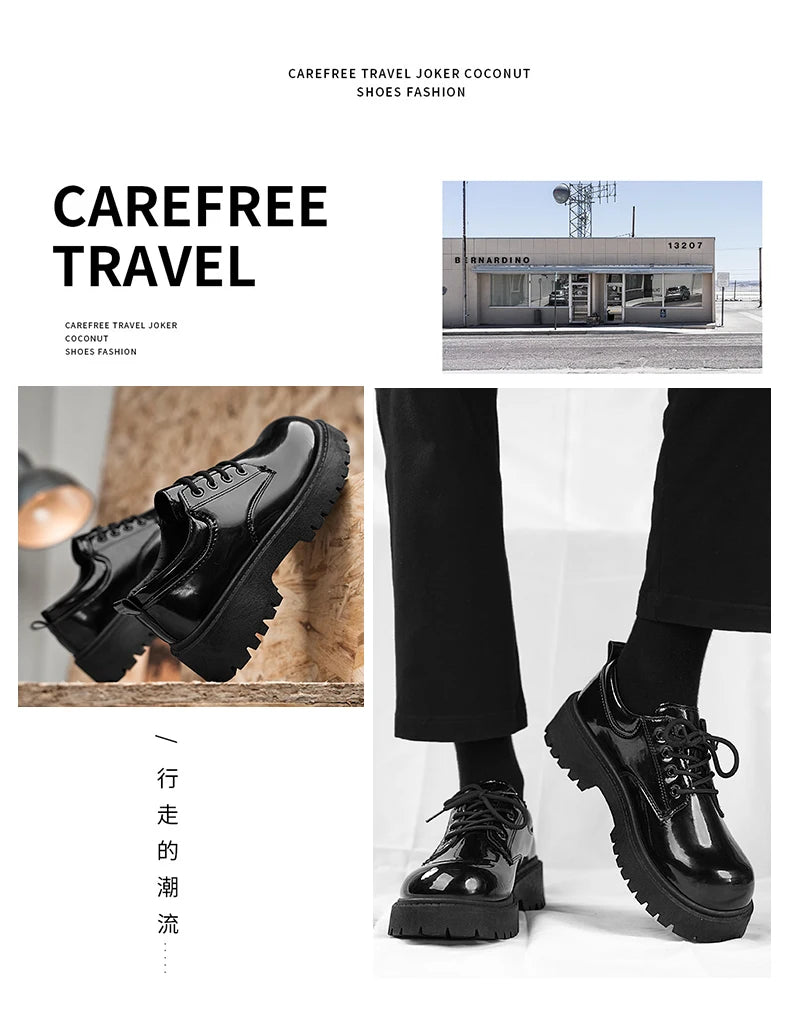 Sapatos de couro casual para casal, sola grossa, antiderrapante, conforto, roupas de trabalho masculinas e femininas, tamanho grande, sapatos com renda, 4ª temporada