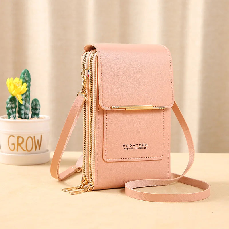 PU Leather Touch Screen Shoulder Bag para Mulheres, Feminino Crossbody Bolsas, Bolsa de telefone Bolsa de mão de grande capacidade, Drop Shipping, Novo