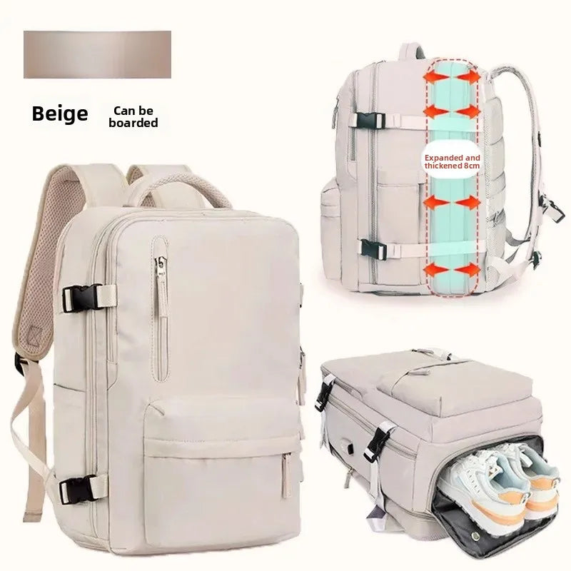 Mochila de viagem expansível de grande capacidade, bolsa de ombro dupla para viagens de negócios, montanhismo e transporte de computador