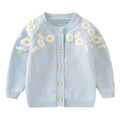 Little maven bebê meninas camisola linda luz azul roupas casuais outono crianças cardigan casaco bonito para crianças 2-7 anos