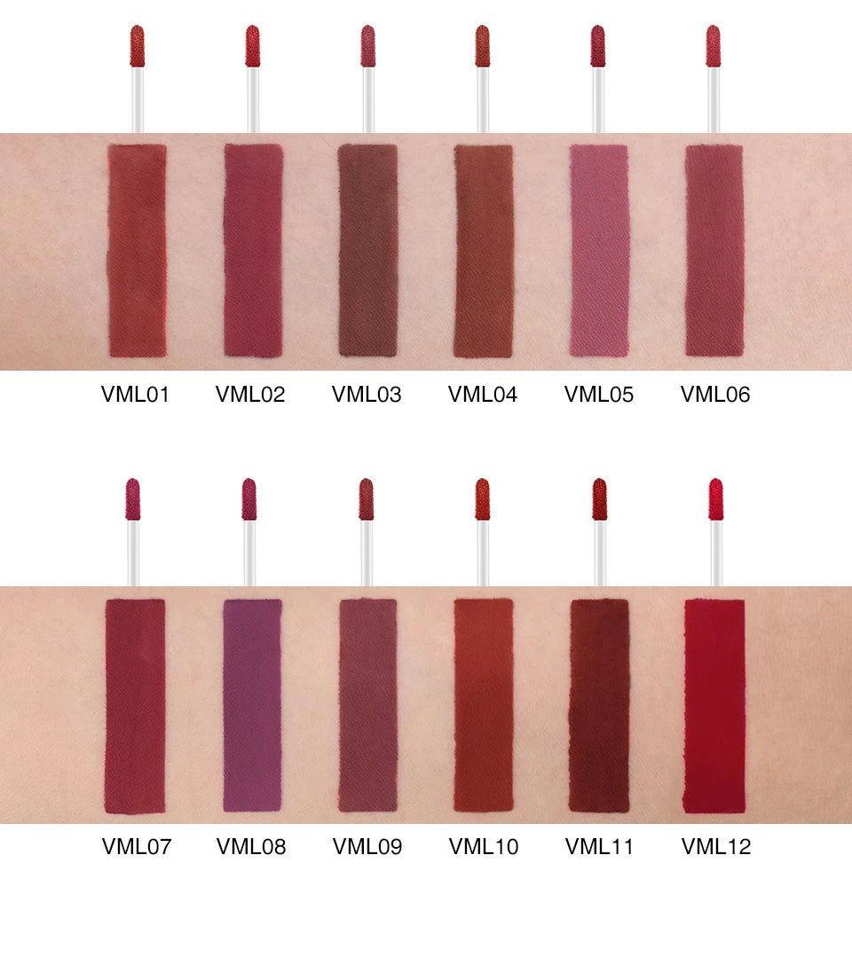 O.TWO.O 12 cores de alta qualidade veludo batom fosco lábios de longa duração maquiagem à prova d'água fácil de usar brilho labial líquido fosco