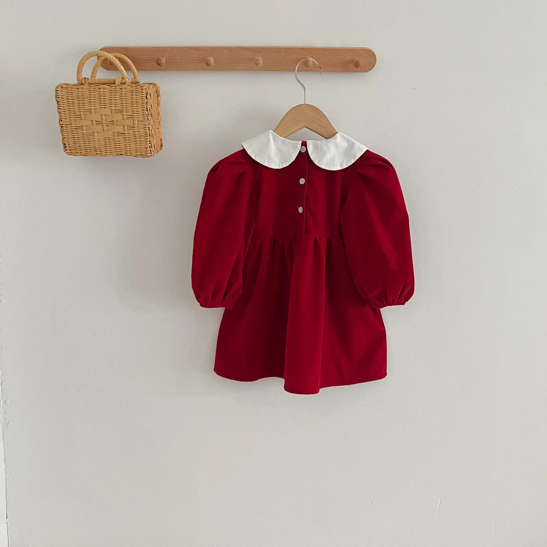 Vestido de manga comprida infantil, Roupas para bebês, Doce cor sólida, Novo, Primavera, Outono